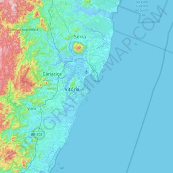 Mapa topográfico Ilha do Boi, altitud, relieve