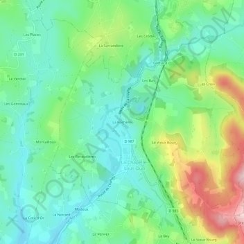 Mapa topográfico La Rochelle, altitud, relieve
