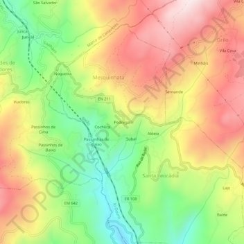 Mapa topográfico Pedregal, altitud, relieve