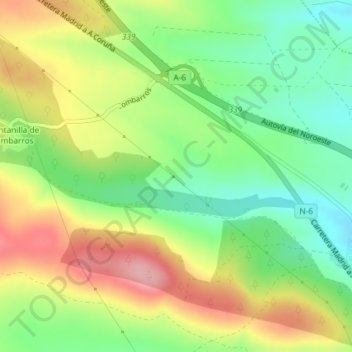 Mapa topográfico La Cañiza, altitud, relieve