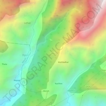 Mapa topográfico Sarii, altitud, relieve