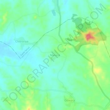 Mapa topográfico Malana, altitud, relieve