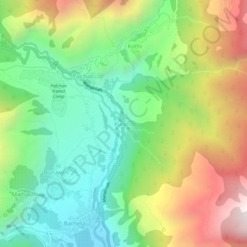 Mapa topográfico Kulang, altitud, relieve