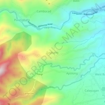 Mapa topográfico Sagbang, altitud, relieve