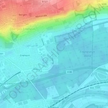 Mapa topográfico Leuchte, altitud, relieve