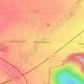 Mapa topográfico Niederwünsch, altitud, relieve