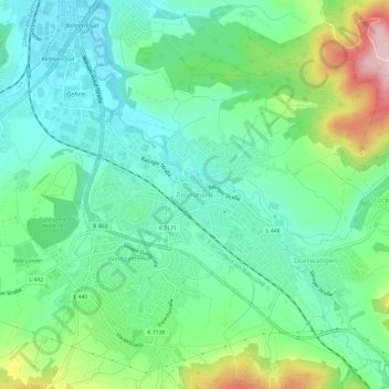 Mapa topográfico Frommern, altitud, relieve