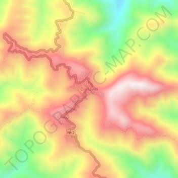 Mapa topográfico Darlawn, altitud, relieve