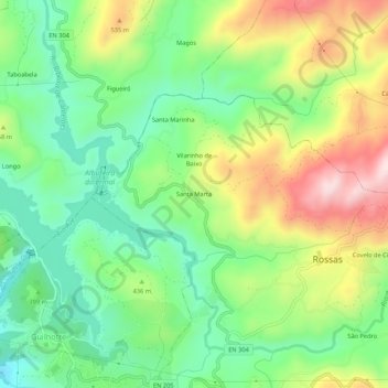 Mapa topográfico Santa Marta, altitud, relieve