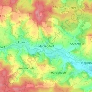 Mapa topográfico Mühlendorf, altitud, relieve