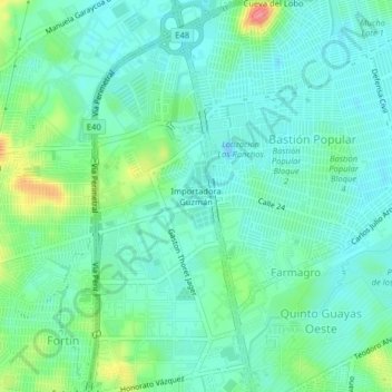 Mapa topográfico Importadora Guzmán, altitud, relieve