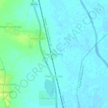 Mapa topográfico Graddagunta, altitud, relieve