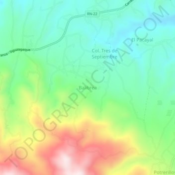 Mapa topográfico Balibrea, altitud, relieve