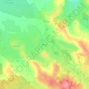 Mapa topográfico Bezonnes, altitud, relieve