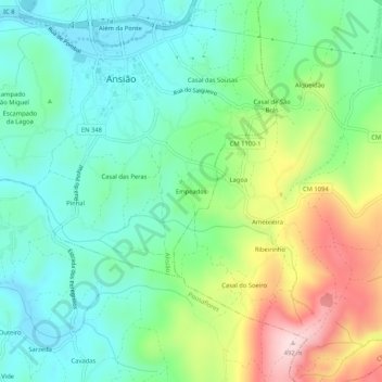 Mapa topográfico Empeados, altitud, relieve