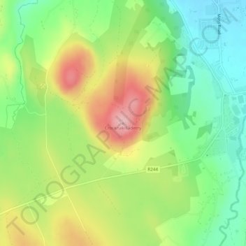 Mapa topográfico Crocknakilladerry, altitud, relieve