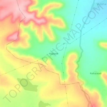 Mapa topográfico Nagwadi, altitud, relieve