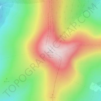 Mapa topográfico Mount Leinster, altitud, relieve