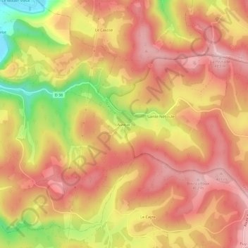 Mapa topográfico Autejac, altitud, relieve