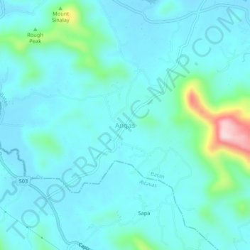 Mapa topográfico Angas, altitud, relieve