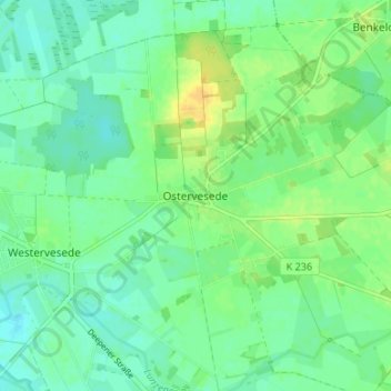 Mapa topográfico Ostervesede, altitud, relieve