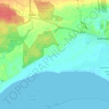 Mapa topográfico Davochfin, altitud, relieve