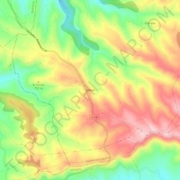Mapa topográfico Belltall, altitud, relieve