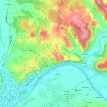 Mapa topográfico Gau, altitud, relieve