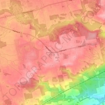 Mapa topográfico Christies Corner, altitud, relieve