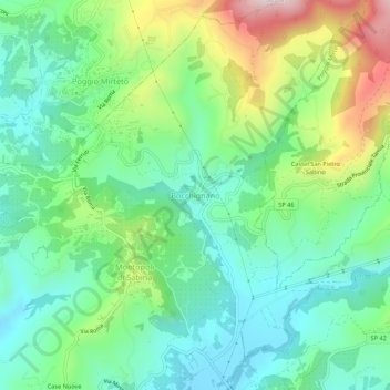 Mapa topográfico Bocchignano, altitud, relieve