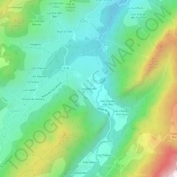 Mapa topográfico Le Lavouet, altitud, relieve