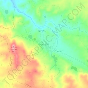 Mapa topográfico Sabugueiro, altitud, relieve