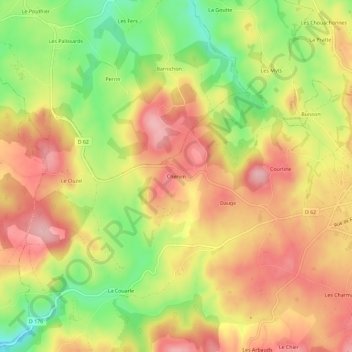 Mapa topográfico Chervin, altitud, relieve