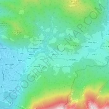 Mapa topográfico Hallweg, altitud, relieve