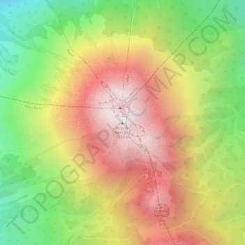 Mapa topográfico Arjuno-Welirang, altitud, relieve