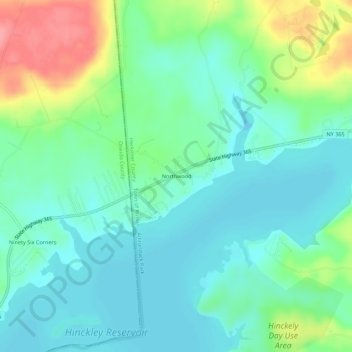 Mapa topográfico Northwood, altitud, relieve