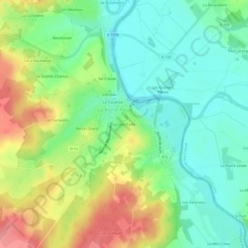 Mapa topográfico Le Clos Paille, altitud, relieve