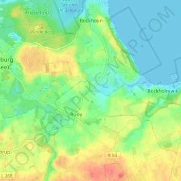 Mapa topográfico Iskiersand, altitud, relieve