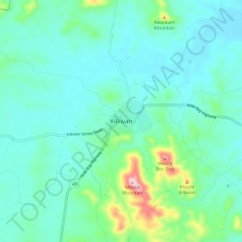 Mapa topográfico Kilkivan, altitud, relieve