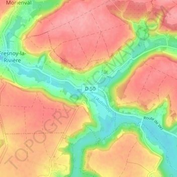 Mapa topográfico Pondron, altitud, relieve
