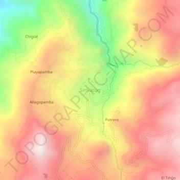 Mapa topográfico Simiátug, altitud, relieve