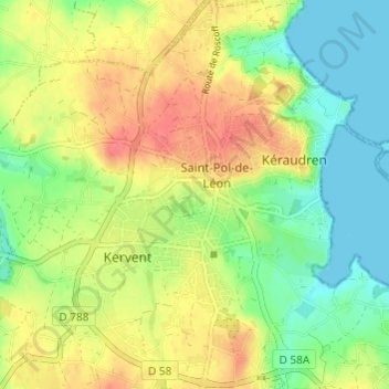 Mapa topográfico Résidence Bihan, altitud, relieve
