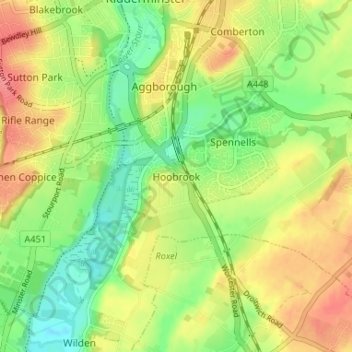 Mapa topográfico Hoobrook, altitud, relieve