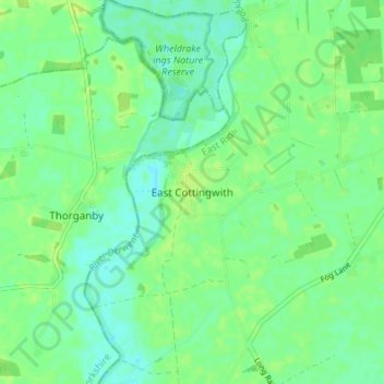 Mapa topográfico East Cottingwith, altitud, relieve