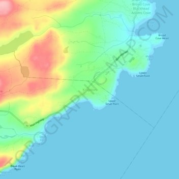 Mapa topográfico Kingston, altitud, relieve