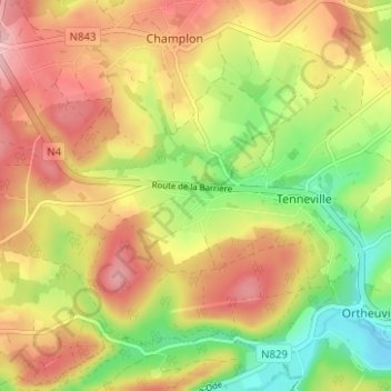 Mapa topográfico Ramont, altitud, relieve