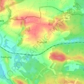 Mapa topográfico Thansüß, altitud, relieve