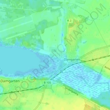 Mapa topográfico Pütnitz, altitud, relieve