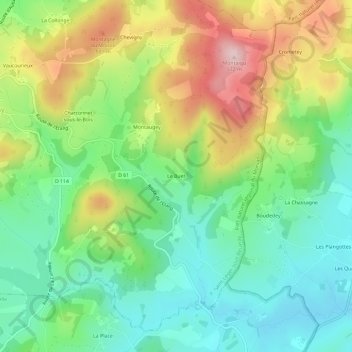 Mapa topográfico Le Buet, altitud, relieve