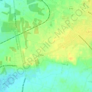 Mapa topográfico Les Sables, altitud, relieve